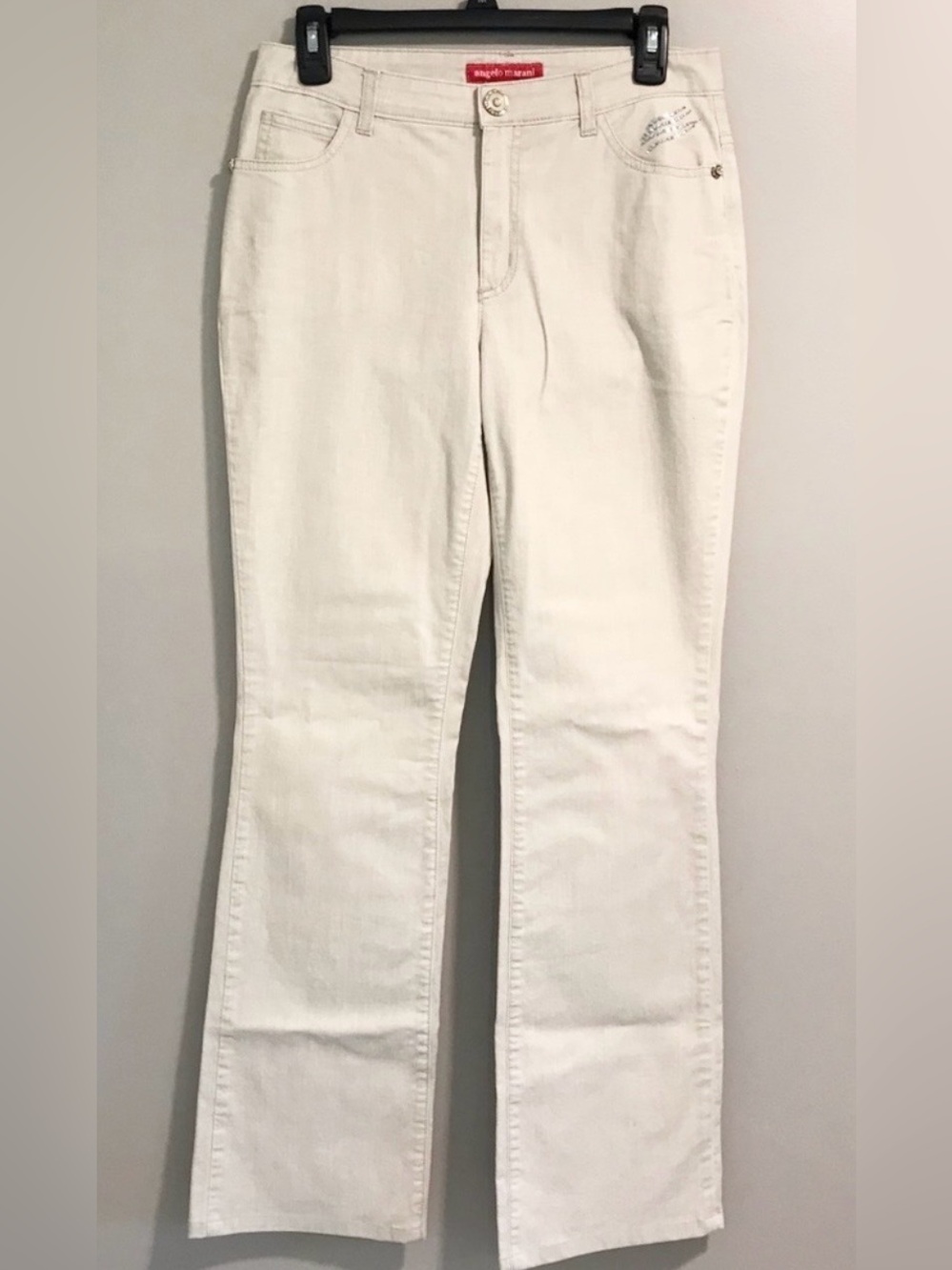 Angelo Marani Italy White Crystal Embellished Stretch Jeans Designer Denim Sz 8 - Picture 7 of 16